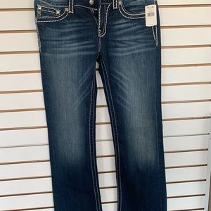 MISS ME Loose SADDLE stitch BORDER bootcut jeans SIZE 31 denim